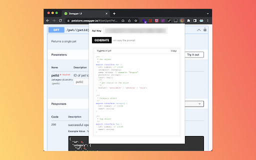 ChatSwaggerType  from Chrome web store to be run with OffiDocs Chromium online