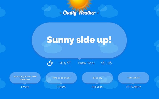 Chatty Weather uit de Chrome-webwinkel om te worden uitgevoerd met OffiDocs Chromium online