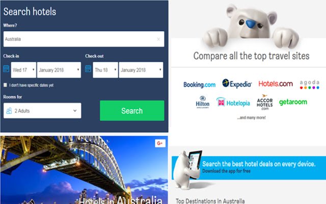 Günstige Hotels in Australien aus dem Chrome-Webshop, der mit OffiDocs Chromium online betrieben werden soll