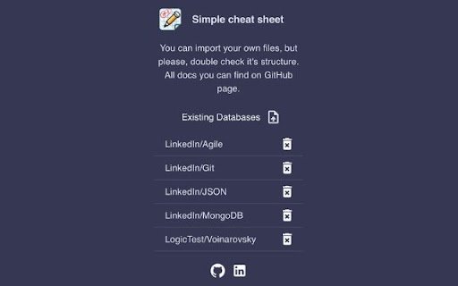 Cheat Sheet Extension  from Chrome web store to be run with OffiDocs Chromium online