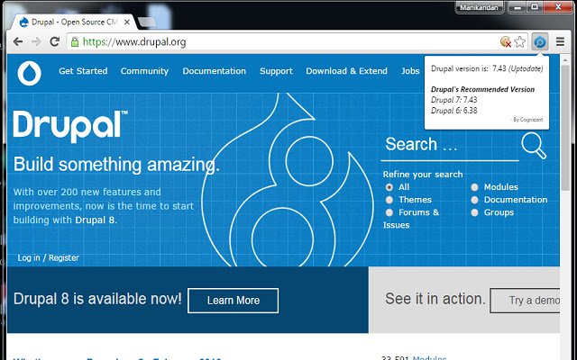 Check Drupal Version  from Chrome web store to be run with OffiDocs Chromium online