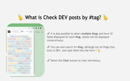 Check posts by tag in DEV  from Chrome web store to be run with OffiDocs Chromium online