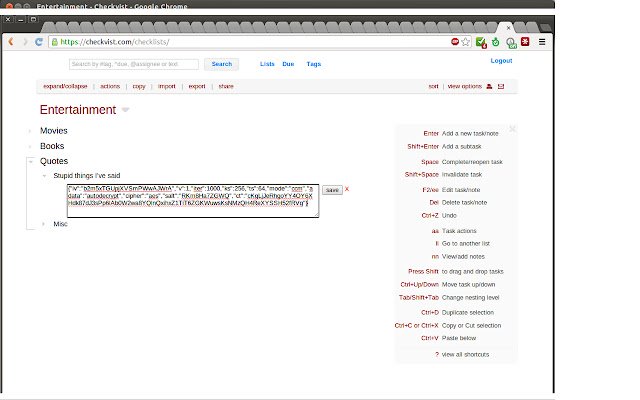 CheckVist Encryption  from Chrome web store to be run with OffiDocs Chromium online