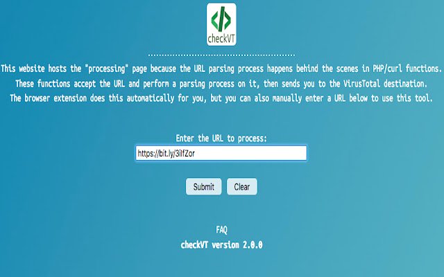 checkVT  from Chrome web store to be run with OffiDocs Chromium online
