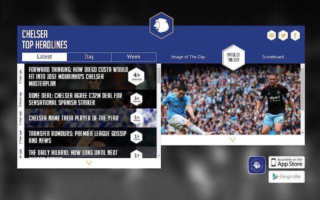 Chelsea News Sportfusion dal negozio web di Chrome verrà eseguito con OffiDocs Chromium online