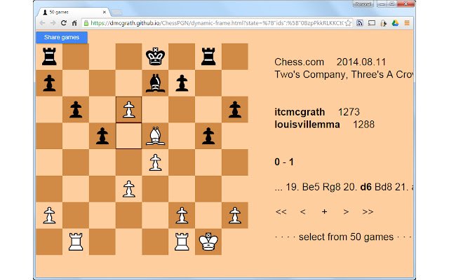 Chrome ウェブストアの Chess PGN Viewer を OffiDocs Chromium online で実行