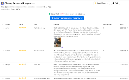 Chewy Reviews Scraper | Images  from Chrome web store to be run with OffiDocs Chromium online