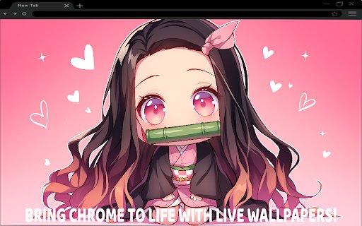 Chibi Nezuko Kamado Pink Heart Anime Live Wallpaper  from Chrome web store to be run with OffiDocs Chromium online