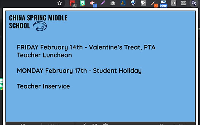 CHINA SPRING MIDDLE SCHOOL  from Chrome web store to be run with OffiDocs Chromium online