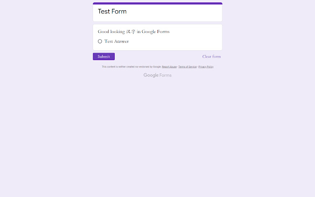 Chrome 网上商店的 Google Forms 中文字体将与 OffiDocs Chromium 在线一起运行