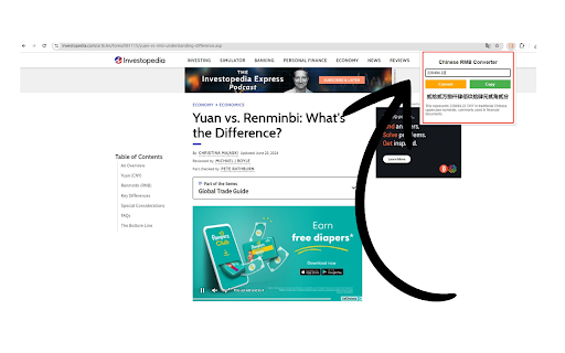 Chinese RMB Converter  from Chrome web store to be run with OffiDocs Chromium online