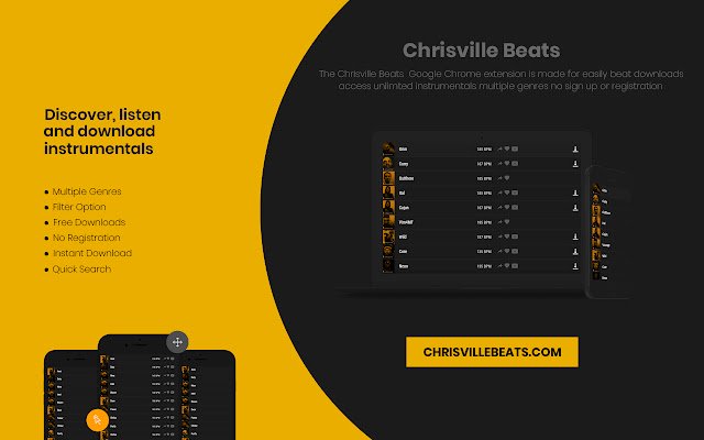 Chrisville Beats ซื้อ Beats แบบปลอดค่าลิขสิทธิ์จาก Chrome เว็บสโตร์เพื่อใช้งานกับ OffiDocs Chromium ทางออนไลน์