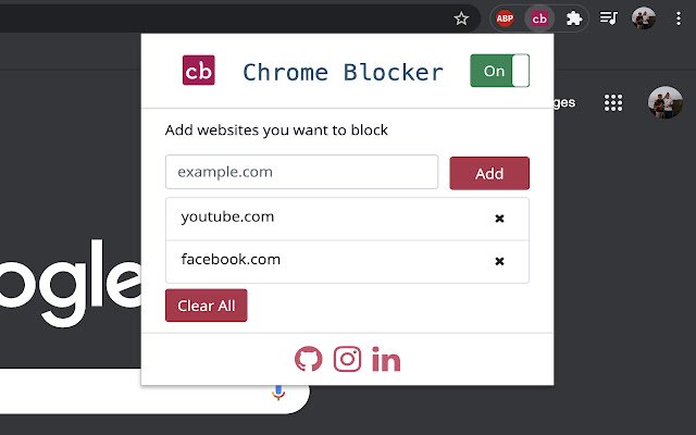 Chrome Blocker จาก Chrome เว็บสโตร์ที่จะรันด้วย OffiDocs Chromium ทางออนไลน์