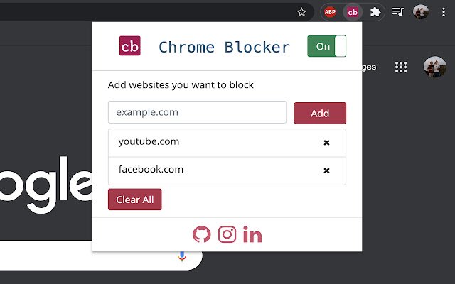 Chrome ウェブストアの Chrome Blocker を OffiDocs Chromium online で実行する