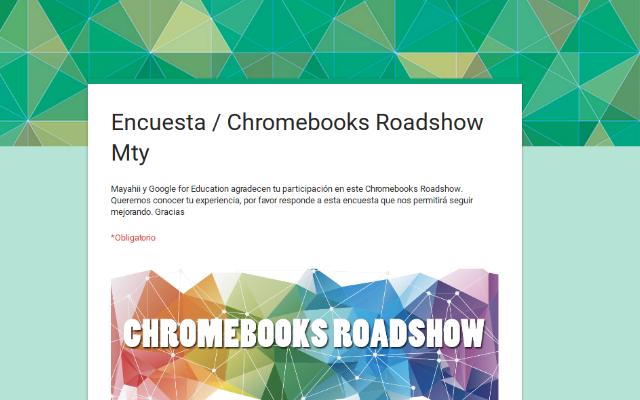Chromebooks Roadshow Mty من متجر Chrome الإلكتروني ليتم تشغيله باستخدام OffiDocs Chromium عبر الإنترنت
