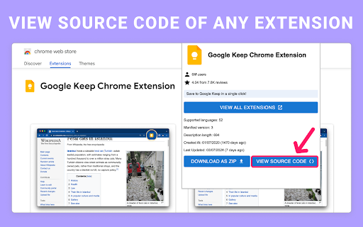 Chrome Extension Source Viewer  from Chrome web store to be run with OffiDocs Chromium online