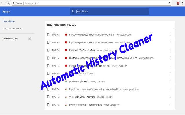 Chrome History Cleaner  from Chrome web store to be run with OffiDocs Chromium online
