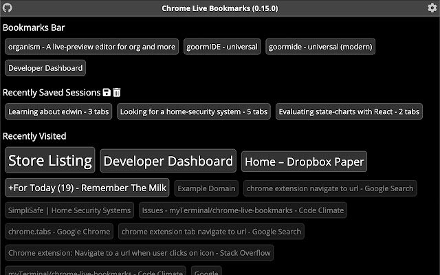 Chrome Live Bookmarks dari toko web Chrome untuk dijalankan dengan OffiDocs Chromium online