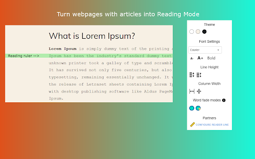 Chrome reader mode  from Chrome web store to be run with OffiDocs Chromium online