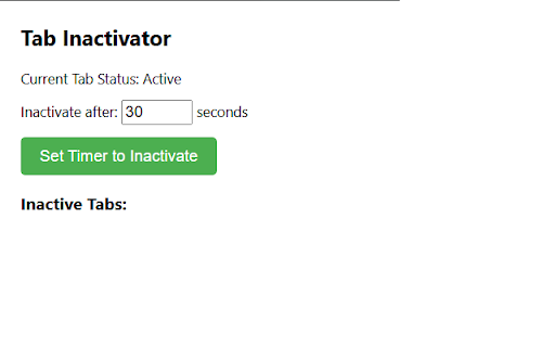 Chrome Tab Inactivator  from Chrome web store to be run with OffiDocs Chromium online