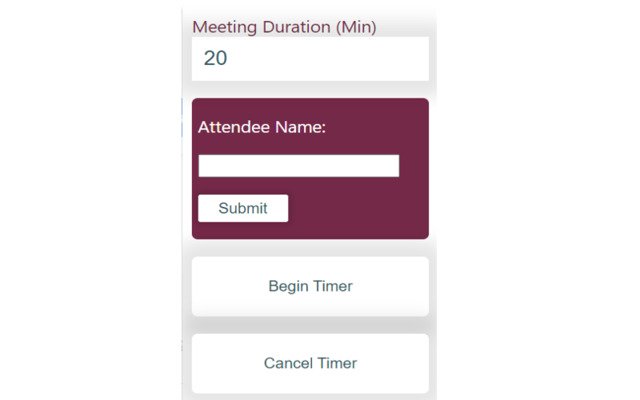 Chrome Timer Variable Attendees من متجر Chrome الإلكتروني ليتم تشغيله مع OffiDocs Chromium عبر الإنترنت