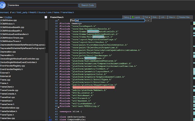 Chromium CodeSearch Theme  from Chrome web store to be run with OffiDocs Chromium online