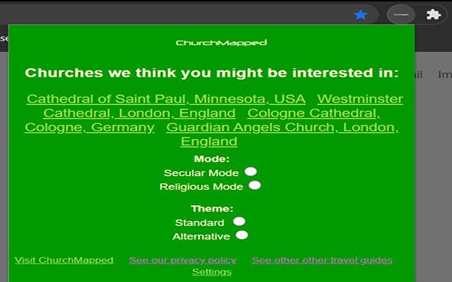 Розширення ChurchMapped для Google Chrome із веб-магазину Chrome, яке буде запускатися з OffiDocs Chromium онлайн