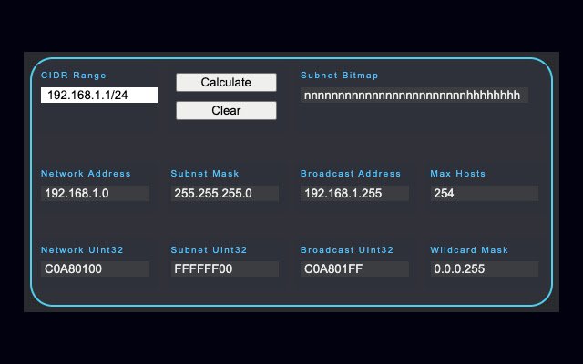 Калькулятор CIDR X CIDR із веб-магазину Chrome для запуску з OffiDocs Chromium онлайн