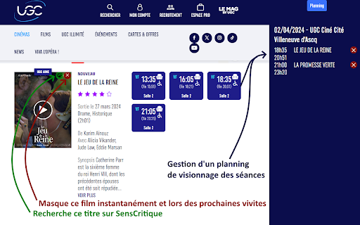 Cinéphilm : choisir les films à voir  from Chrome web store to be run with OffiDocs Chromium online Cinéphilm : choisir les films à voir  from Chrome web store to be run with OffiDocs Chromium online