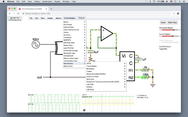 Circuit Simulator at Editor mula sa Chrome web store na tatakbo sa OffiDocs Chromium online