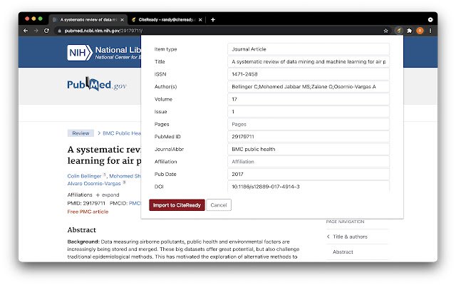 CiteReady Web Importer  from Chrome web store to be run with OffiDocs Chromium online