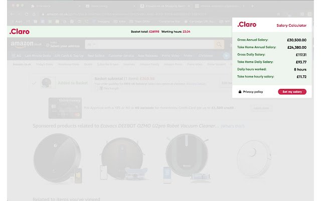 Claro Money Widget dari toko web Chrome untuk dijalankan dengan OffiDocs Chromium online