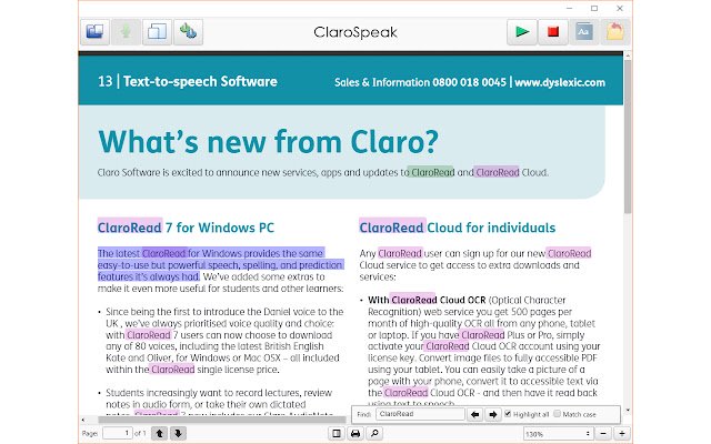 ClaroSpeak  from Chrome web store to be run with OffiDocs Chromium online