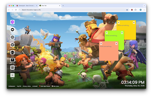 Clash of Clans Wallpapers New Tab Extension  from Chrome web store to be run with OffiDocs Chromium online