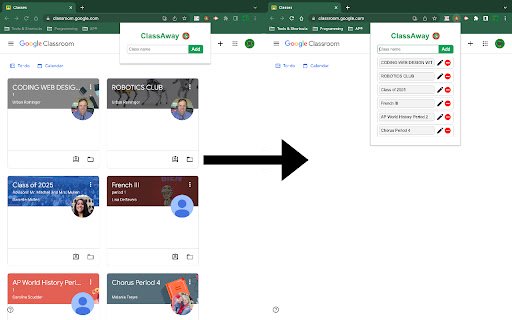 ClassAway  from Chrome web store to be run with OffiDocs Chromium online