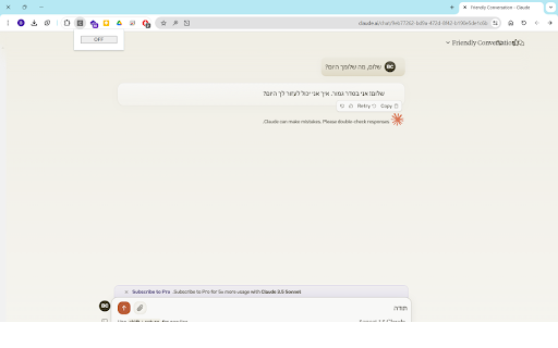 Claude AI Hebrew RTL  from Chrome web store to be run with OffiDocs Chromium online
