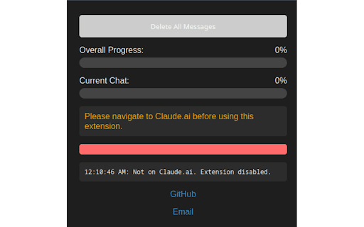 Claude Chat Deleter  from Chrome web store to be run with OffiDocs Chromium online