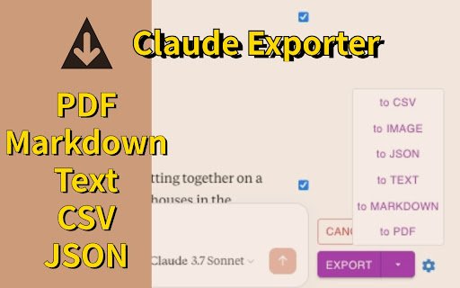 Claude Exporter: Save Claude as PDF, MD and more  from Chrome web store to be run with OffiDocs Chromium online