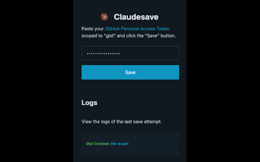 ClaudeSave  from Chrome web store to be run with OffiDocs Chromium online