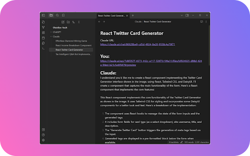 Claude to Obsidian  from Chrome web store to be run with OffiDocs Chromium online