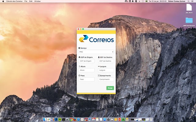 Cálculo dos Correios จาก Chrome เว็บสโตร์ที่จะรันด้วย OffiDocs Chromium ออนไลน์