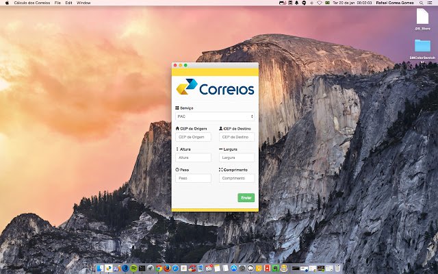 Cálculo dos Correios de la boutique en ligne Chrome à exécuter avec OffiDocs Chromium en ligne