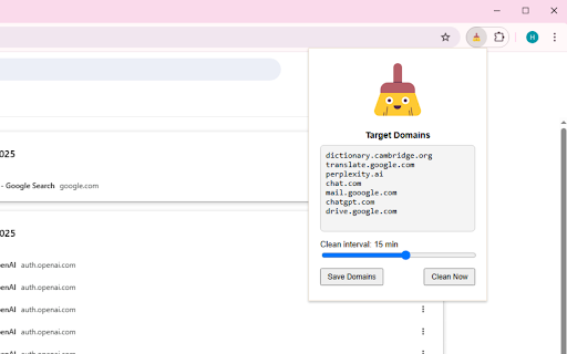 CleanBrowse Auto History Cleaner  from Chrome web store to be run with OffiDocs Chromium online