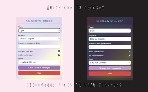 CleanBuddy for Telegram  from Chrome web store to be run with OffiDocs Chromium online