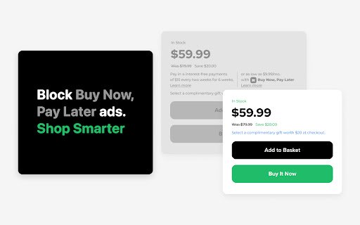 CleanCart Block Buy Now, Pay Later Ads  from Chrome web store to be run with OffiDocs Chromium online