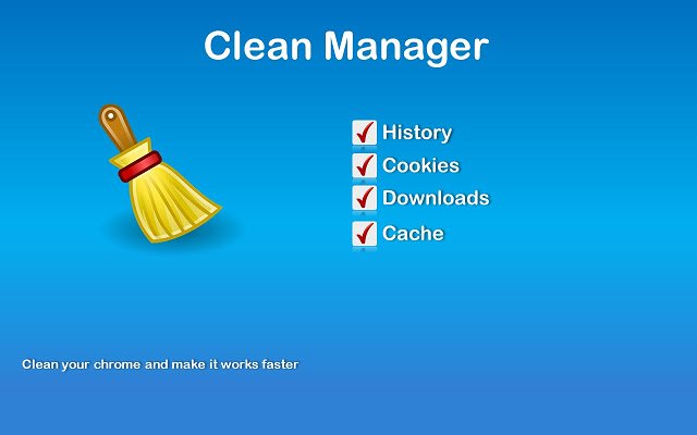 Clean Manager History Cache Cleaner จาก Chrome เว็บสโตร์ที่จะเรียกใช้ด้วย OffiDocs Chromium ออนไลน์