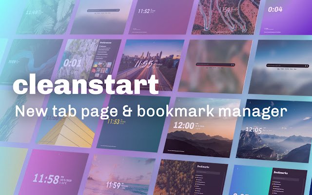 Cleanstart New Tab Page Bookmark Manager da Chrome Web Store para ser executado com OffiDocs Chromium online