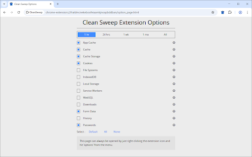 Clean Sweep  from Chrome web store to be run with OffiDocs Chromium online