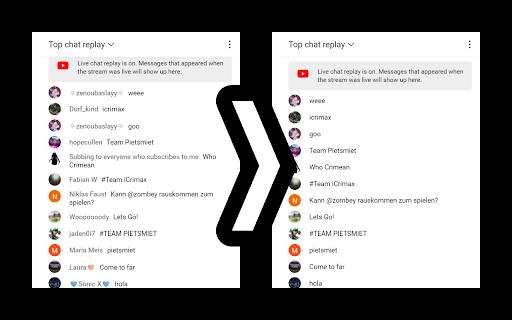 Clean YouTube Chat  from Chrome web store to be run with OffiDocs Chromium online