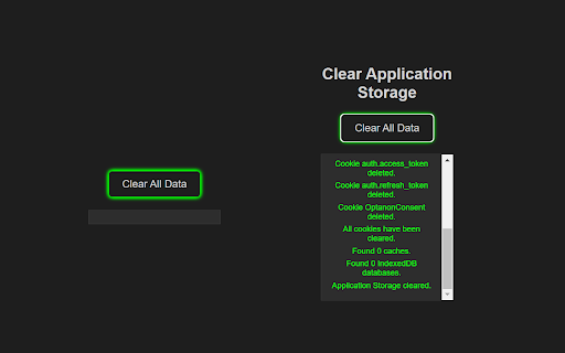 Clear Application Storage  from Chrome web store to be run with OffiDocs Chromium online